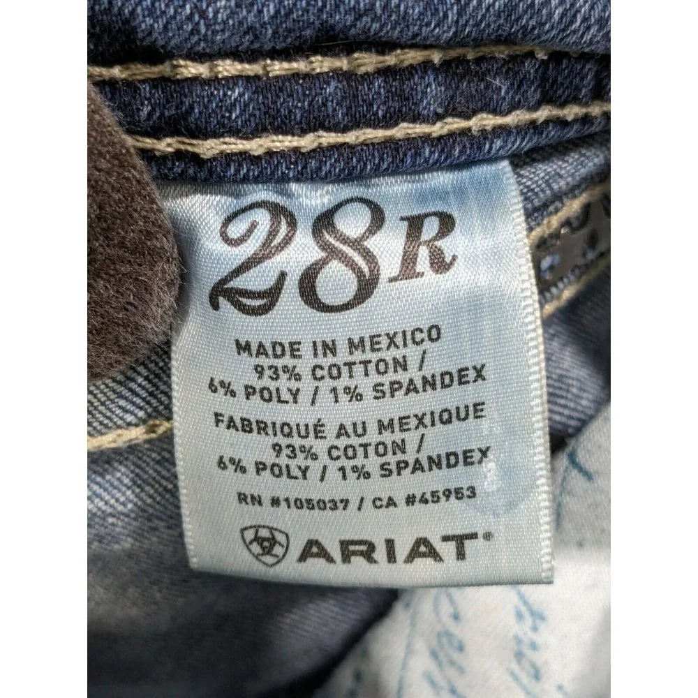 Ariat Jeans Womens 28 Turquoise Whipstitch Boot Flap Pockets Western Blue - Picture 4 of 16